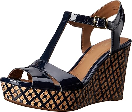 clarks laser cut leather wedge sandal