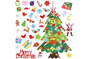 Gowpug Felt Christmas Tree for Toddlers 3.2ft Wall Hanging DIY Christmas Tree with 36 Detachable Ornaments for Toddlers My First Christmas Tree with String Light Xmas Gifts (Batteries Not Included)