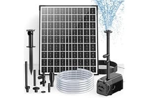 POPOSOAP 30W Solar Fountain Pump, 430GPH Solar Pond Pump with Adjustable Flow, 6.6FT Water Pipe for Outdoor Garden Ponds, Fis