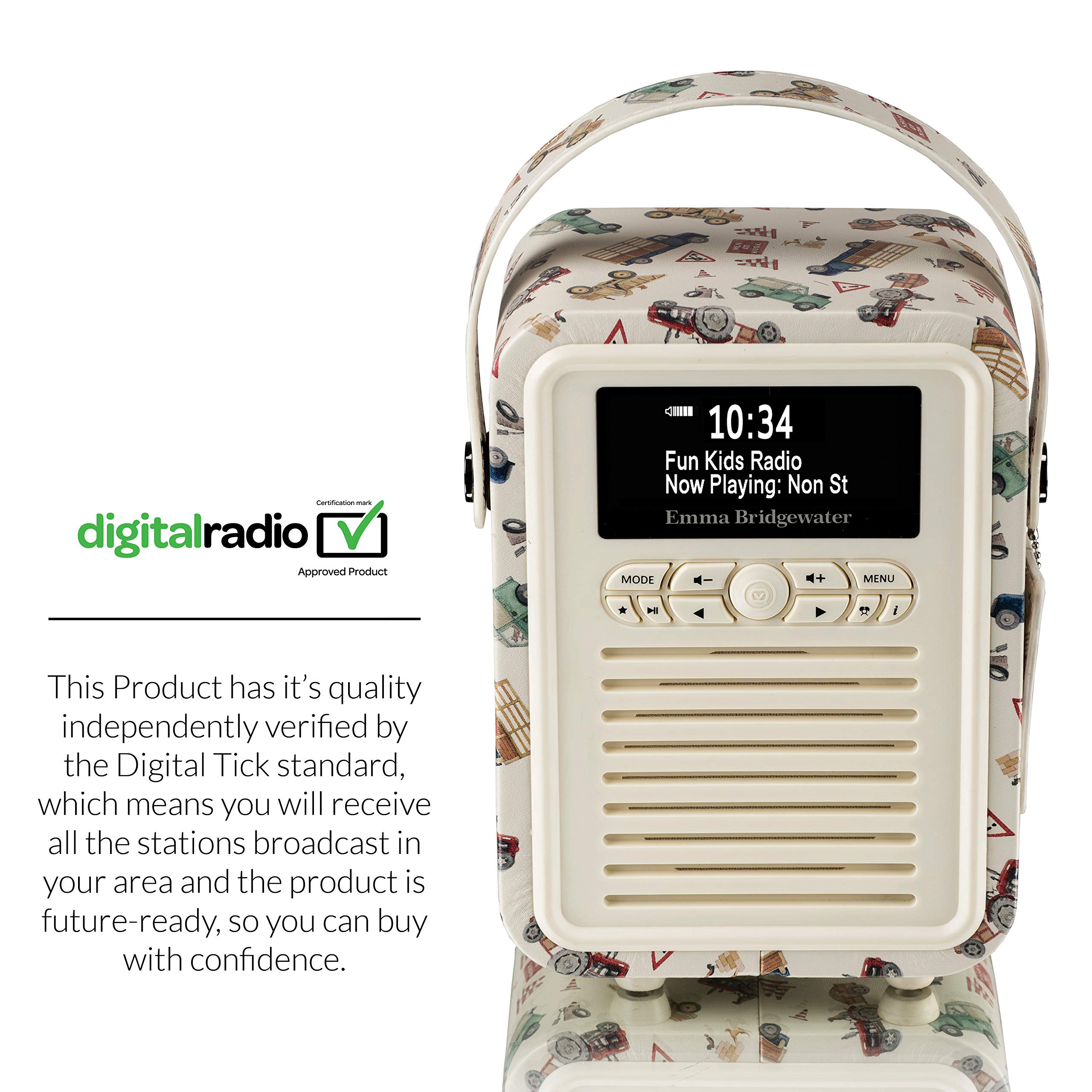 VQ Portable Retro Mini DAB and DAB+ Digital Radio with FM, Bluetooth
