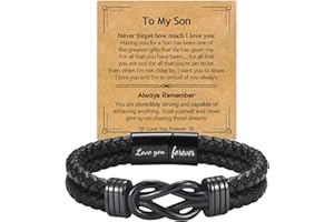 EPIRORA Gifts for Men Boys- Black Braided Leather Infinity Knot Bracelets for Son Grandson Nephew Brother Dad Husband, Jewelry Gifts for Christmas Birthday Graduation Anniversary Valentine's Day