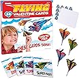 Kangaroo Flying Paper Airplanes Valentines Cards for Kids Classroom with Envelopes, Valentines Day Cards for Kids School, Party Favor Bulk Toys, Classroom Toy, Origami Paper Airplane Kit (Pack of 28)