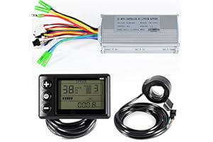 RQG 36V/48V Ebike Hub Motor Controller, Ebike Conversion Kit - 22A 500W Brushless Motor Controller, S866 LCD Display, & 130X Thumb Throttle for Electric Bike 22.2mm Handlebar