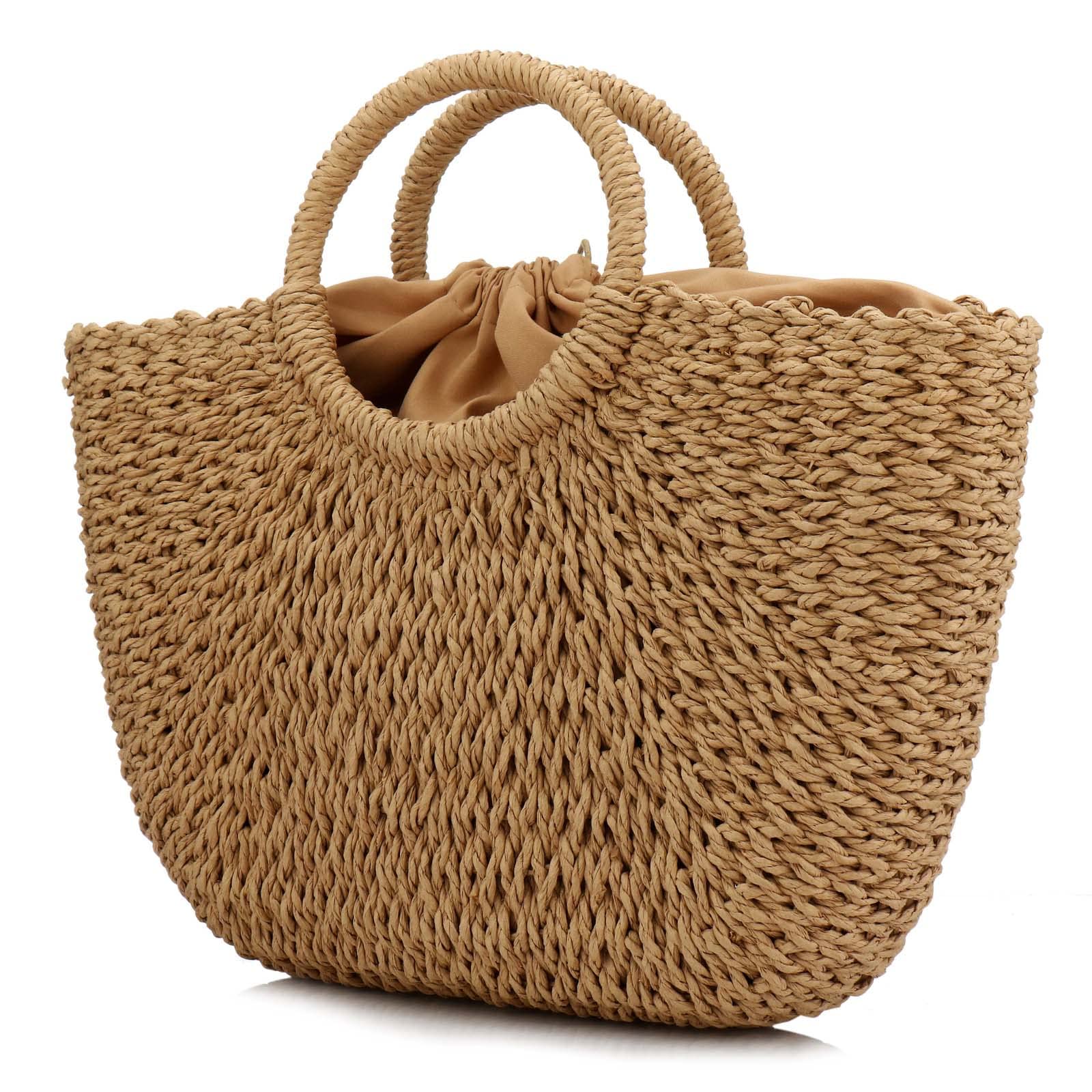 Straw Bags, Women's Straw Handbags Large Hobo Bag Summer Beach Tote Woven Handle Shoulder Bag