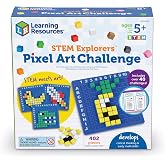 Learning Resources Pixel Art Challenge The Original STEM Pixel Art | Science Kits &amp; STEM Activities for Kids, Pattern Blocks, Fine Motor Skills, Math Manipulatives, Sorting and Counting