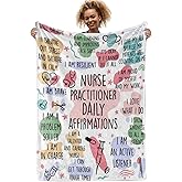 InnoBeta Nurse Practitioners Gifts for Women, Daily Affirmation Throw Blanket for Nurses Practitioners, 50 x 65 Inches, Beige