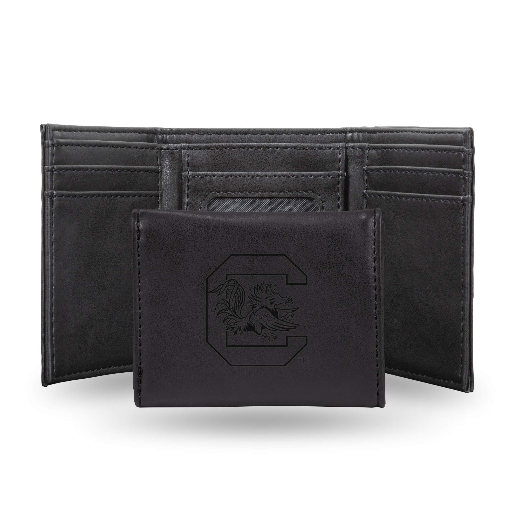 Rico Industries Laser Engraved Trifold Wallet, South Carolina Fighting Gamecocks, Black, 3.25 x 4-