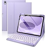 typecase Folio Keyboard Case for iPad 10th Gen 10.9 inch (2022) and iPad 11th (A16, 2025), Magnetic Wireless Detachable Keyboard, 7-Color Backlight, Thin & Light, Pencil Holder – Light Purple