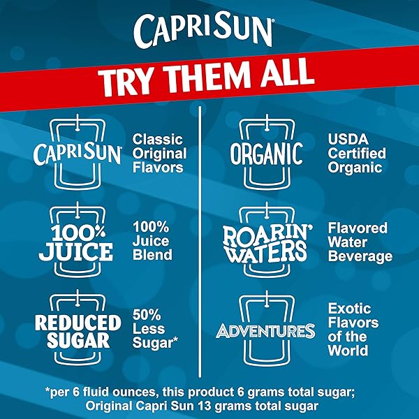CAPRI SUN ROARIN’ WATERS FRUIT PUNCH FLAVORED WITH OTHER NATURAL FLAVOR WATER BEVERAGE, 10 CT BOX, 6 FL OZ DRINK POUCHES