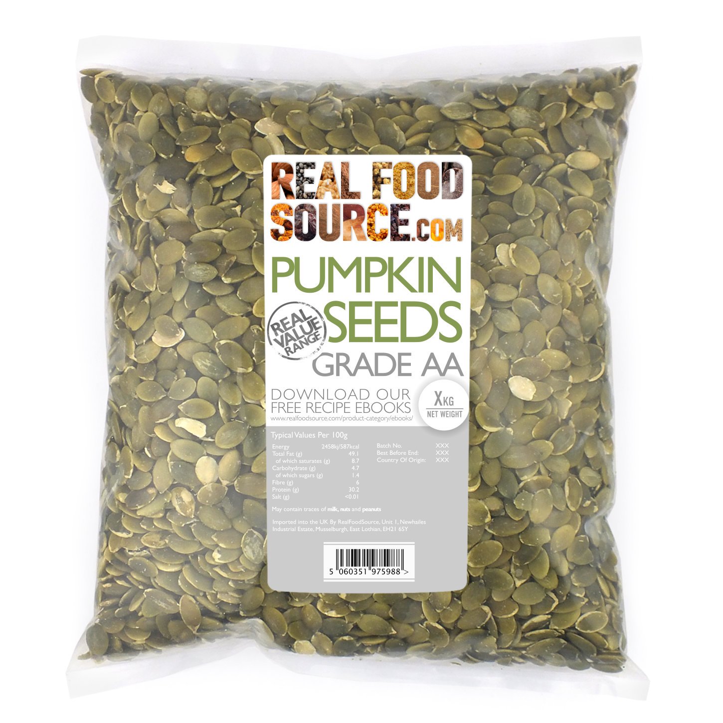 RealFoodSource Pumpkin Seeds Grade AA (4kg) Amazon.co.uk Grocery