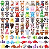 Zhanmai 100 Pcs Mini Plush Ocean Animals Keychain Bulk Sea Stuffed Animals Party Favors for Kids Easter Egg Fillers Valentines Gifts Birthday Goodie Bags Classroom Prizes Carnival Gifts Filler