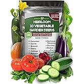 10 Assorted Vegetable Seeds - 100% Non GMO Variety Pack - 840+ Heirloom Garden Seeds for Planting Vegetables - Cucumber, Carr