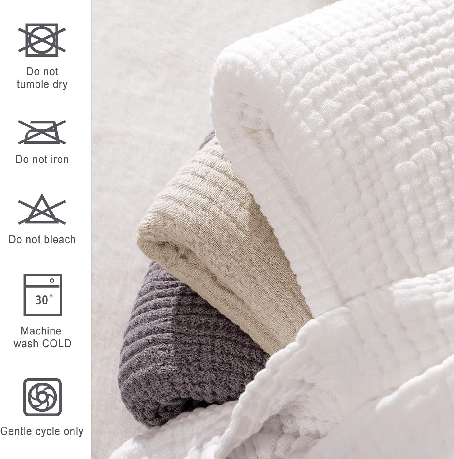 EMME Muslin Throw Blanket 100% Cotton Summer Throw Blankets for Couch 4-Layer Breathable Gauze Blanket All Season Soft and Lightweight Pre-Washed Cotton Blanket (Light Tan, 55"x75"): Kitchen & Dining