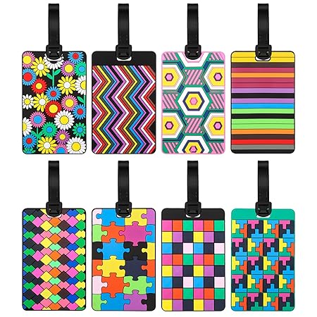 Kofferanhänger Foonii Koffer-Tags mit Namensschild, Gepäckanhänger mit Geometrischem Muster, PVC Bag Tags Koffergepäckanhänge