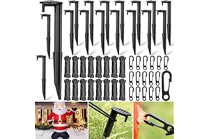 KFPPLXQ 66 Pieces Inflatable Stakes and Tethers, Festival Landscape Anchoring Stake Pack, Plastic Inflatable Spikes, Replacement Ground Stakes, Christmas Decoration Accessories for Outdoor Garden