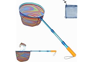 DaddyGoFish Kids Fishing Net - Extendable Telescopic Landing Net for Boy Girl Children Catching Small Fish Crab Shrimp Minnow Dragonfly Beach Pier Lake River Ocean