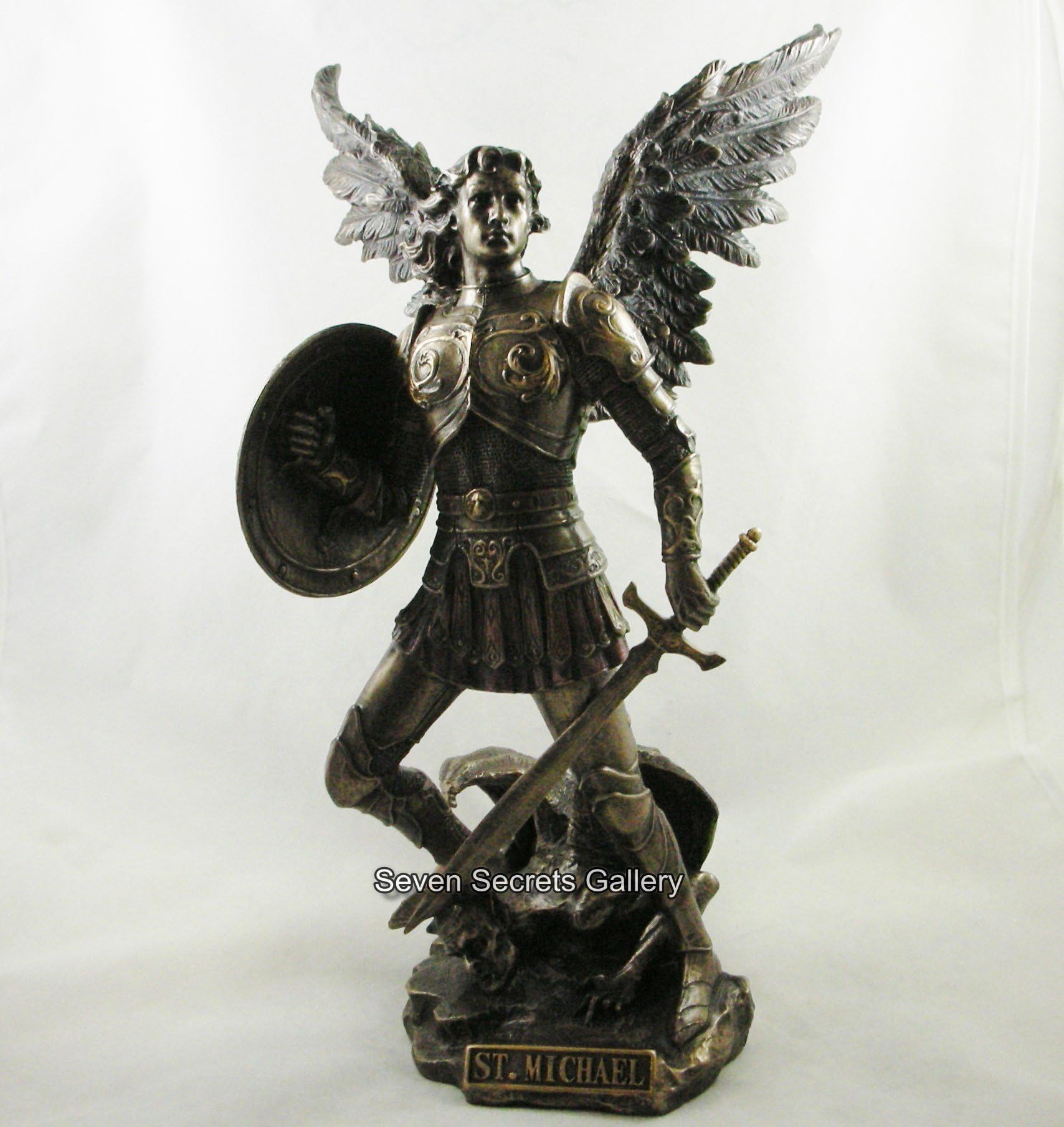 Seven Secrets ARCHANGEL ST MICHAEL STATUE RELIGIOUS FIGURINE BRONZED SCULPTURE ORNAMENT | 4429