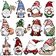 JOPHMO 24 Pieces Christmas Gnome Wooden Hanging Ornaments, Wood Hanging Decor for Christmas Tree Decoration Gnome Santa Doll Wooden Hanging Craft Gnome Elf Party Supplies