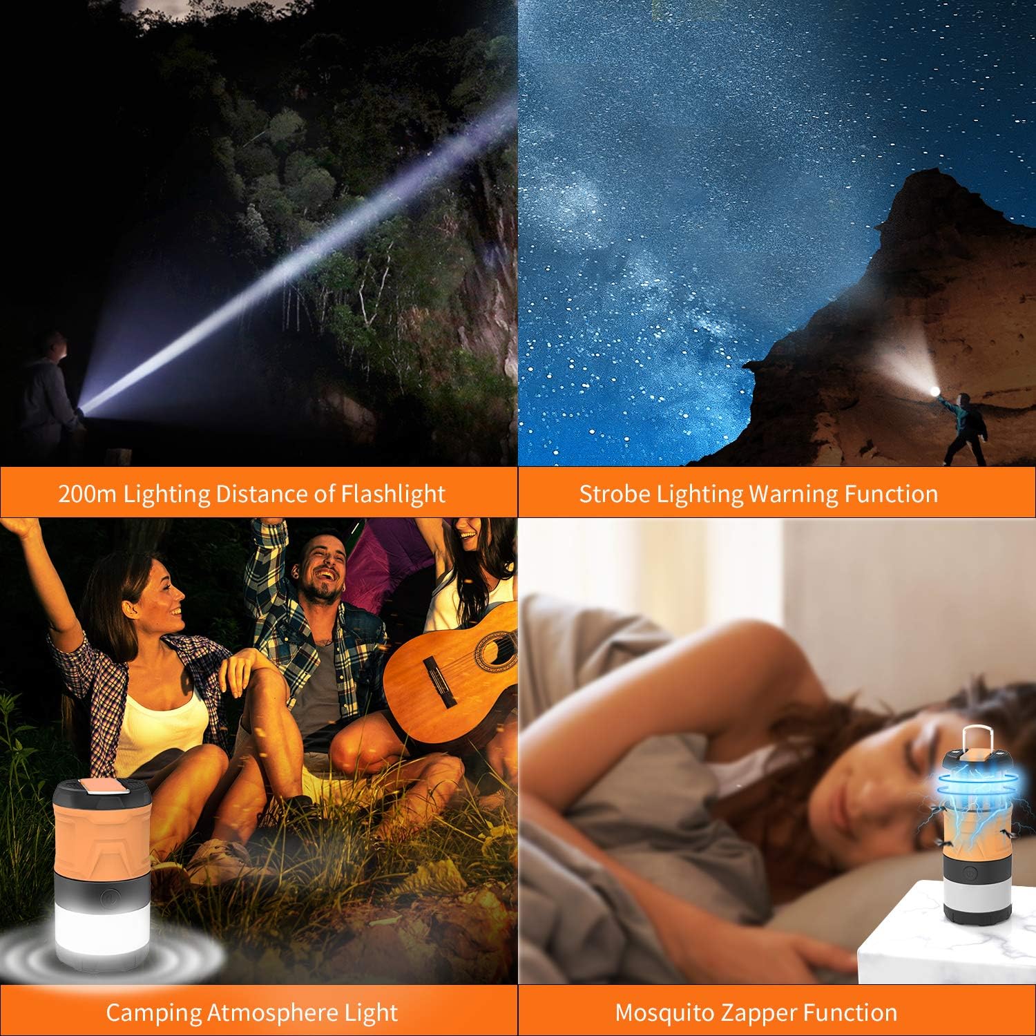 Camping Lantern, LED Camping Lamp, Bug Zapper, Magnetic Telescopic IPX4 Waterproof Flashlight, 3-in-1 Camping Light with 2000mAh Rechargeable Battery for Camping Outdoor Hiking Emergency Lighting: Sports & Outdoors