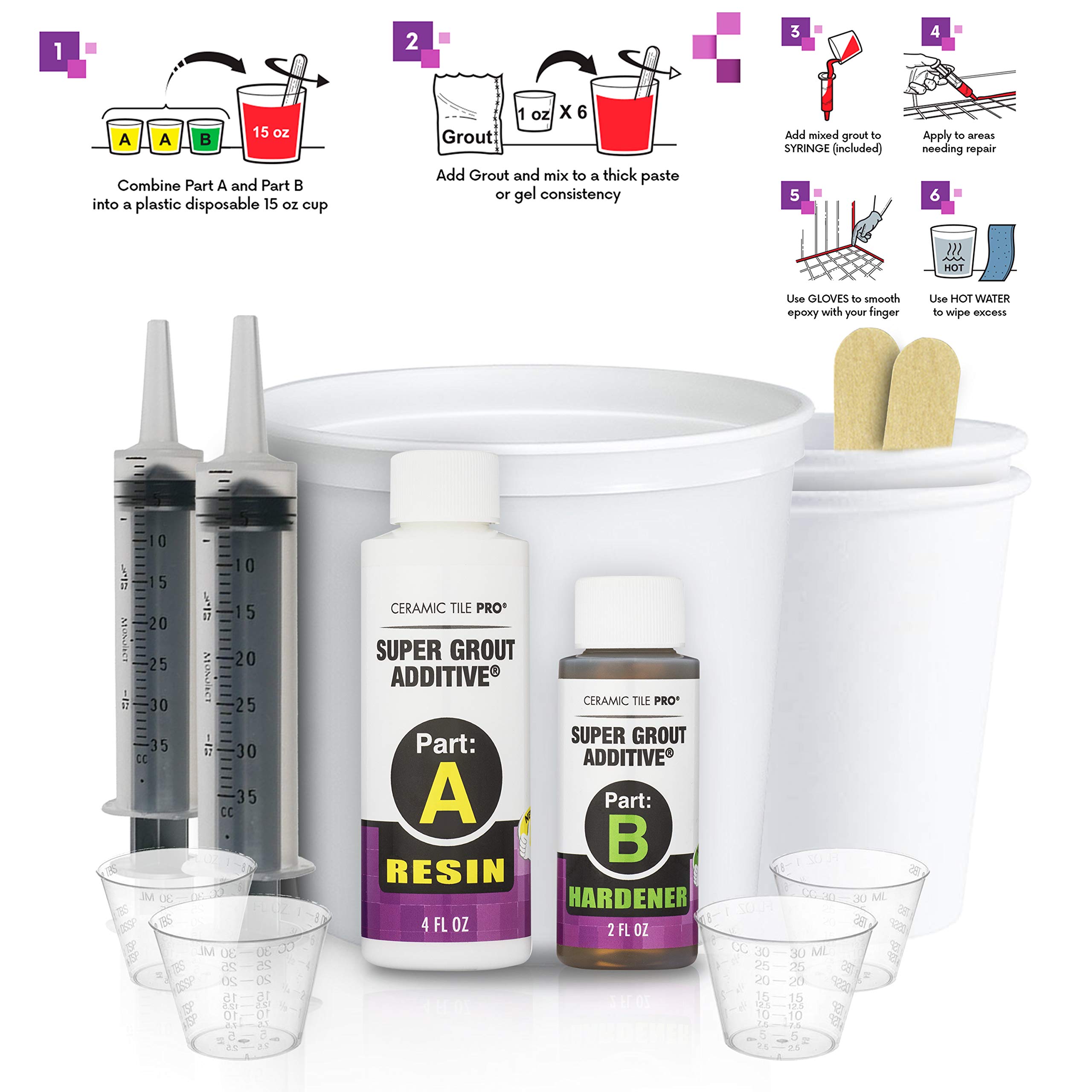 SGA 6 Super Grout Additive Premium Waterproof Tile Grout Repair Kit (Grout Sold Separately