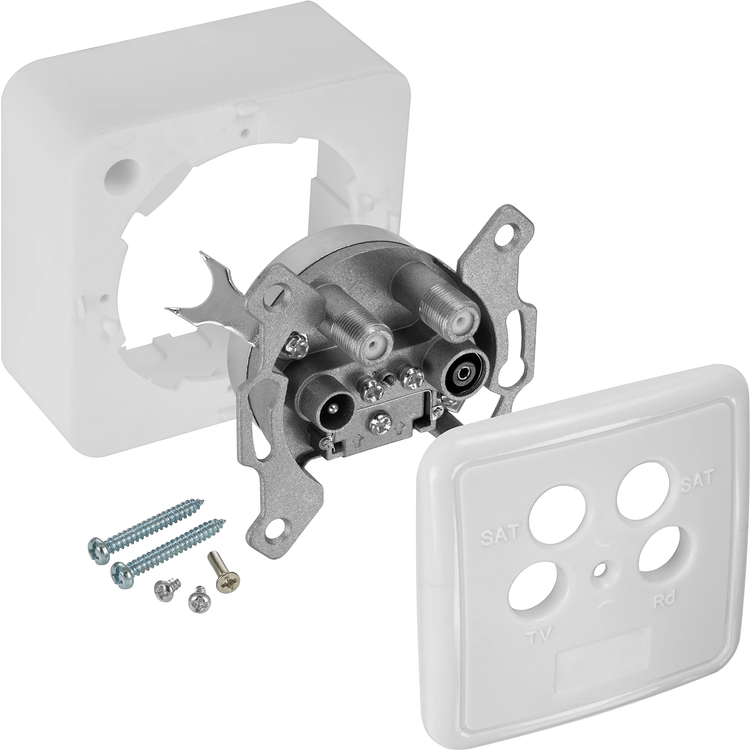 Poppstar 1x SAT socket (4-hole antenna socket), terminal socket for SAT, TV and cable connection (digital/analogue), suitable for surface mounting/flush mounting — image 1