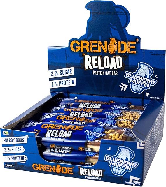 Grenade Reload Protein Oat Bar x 12 Bars Blueberry Muffin Amazon.co