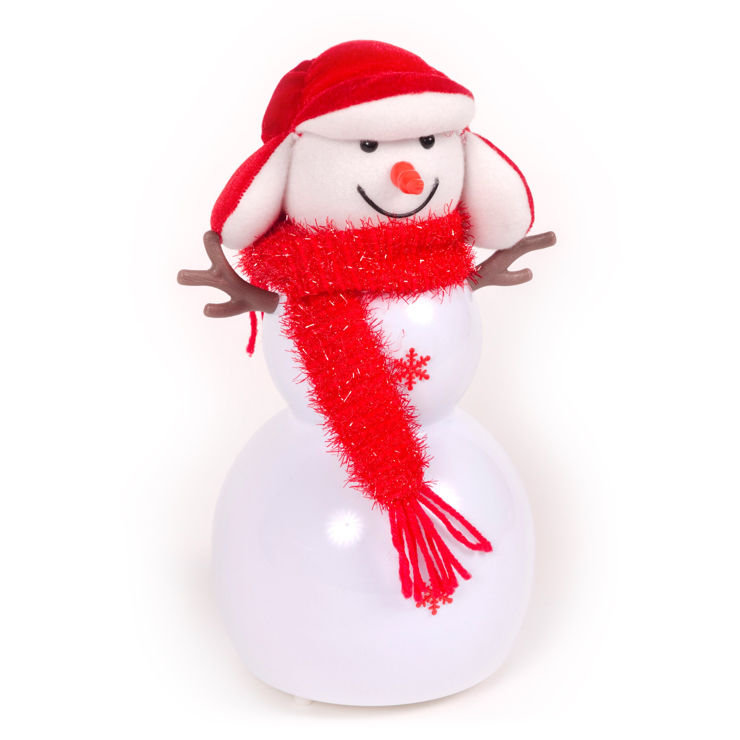 WeRChristmas Pre-Lit Light-Up and Music Snowing Snowman with Hat Scarf and LED Lights - 29 cm, Red — image 1