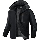ZITY Men's Ski Jacket Windproof Waterproof Warm Fleece with Detachable Hood | Winter Snowboard Coat with Multi Pockets Parka Raincoat for Outdoor Cold Weather
