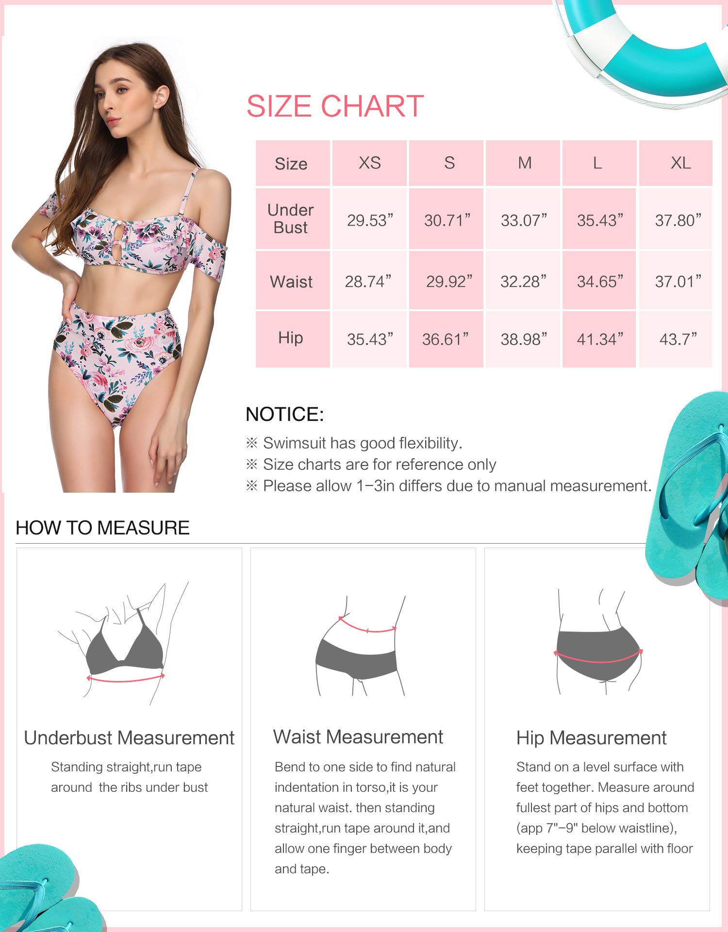 Verano Playa Women Bikini Swimsuits Two Piece Off Shoulder Bandeau Crop Ruffled Flounce Top High Waisted Bottom Bathing Suit