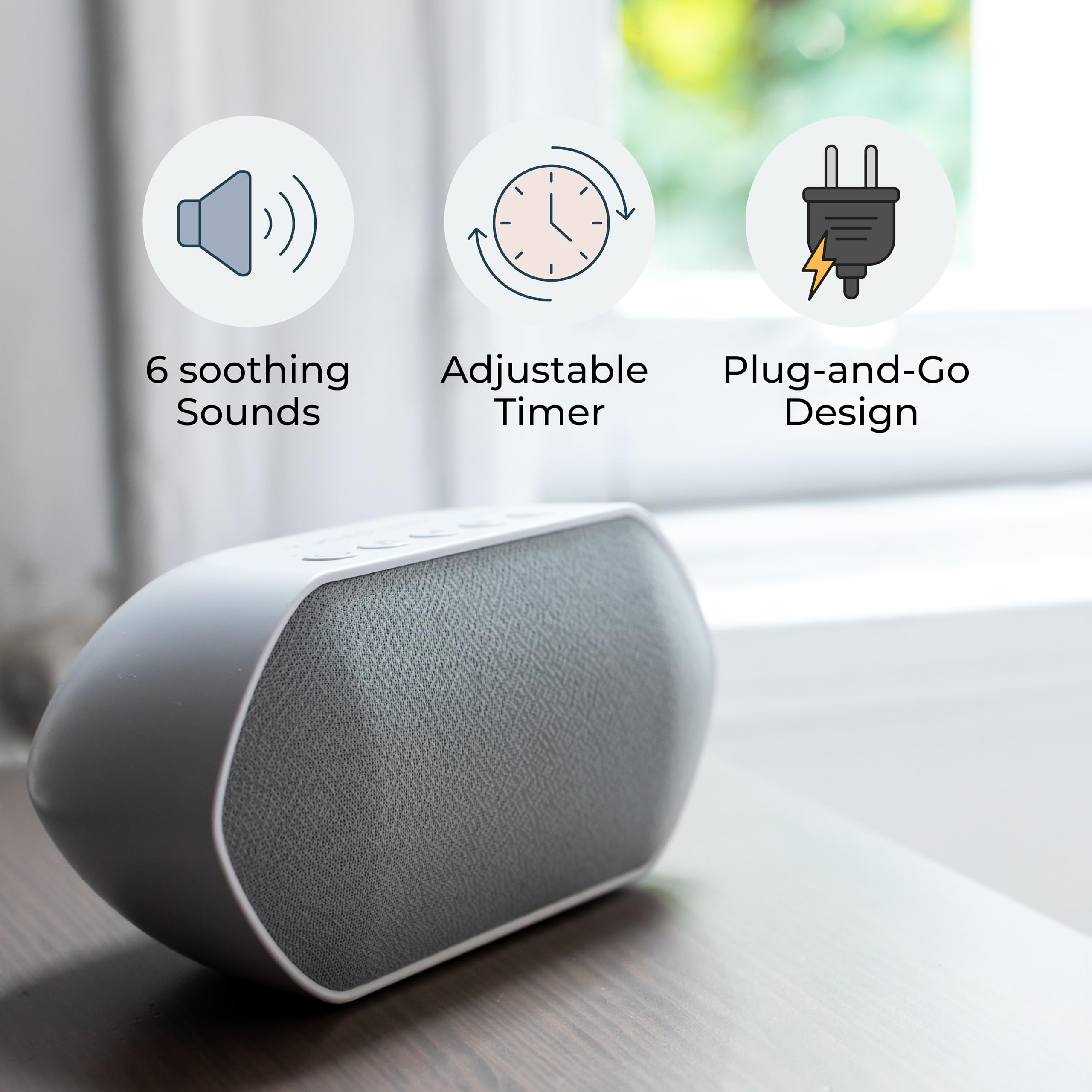 YOGASLEEP Soundcenter Portable White Noise Machine, 6 Soothing Sounds, 25 Volume Settings, Includes Timer, Sleep Therapy for Adults & Kids, Noise Cancelling for Office Privacy & Meditation