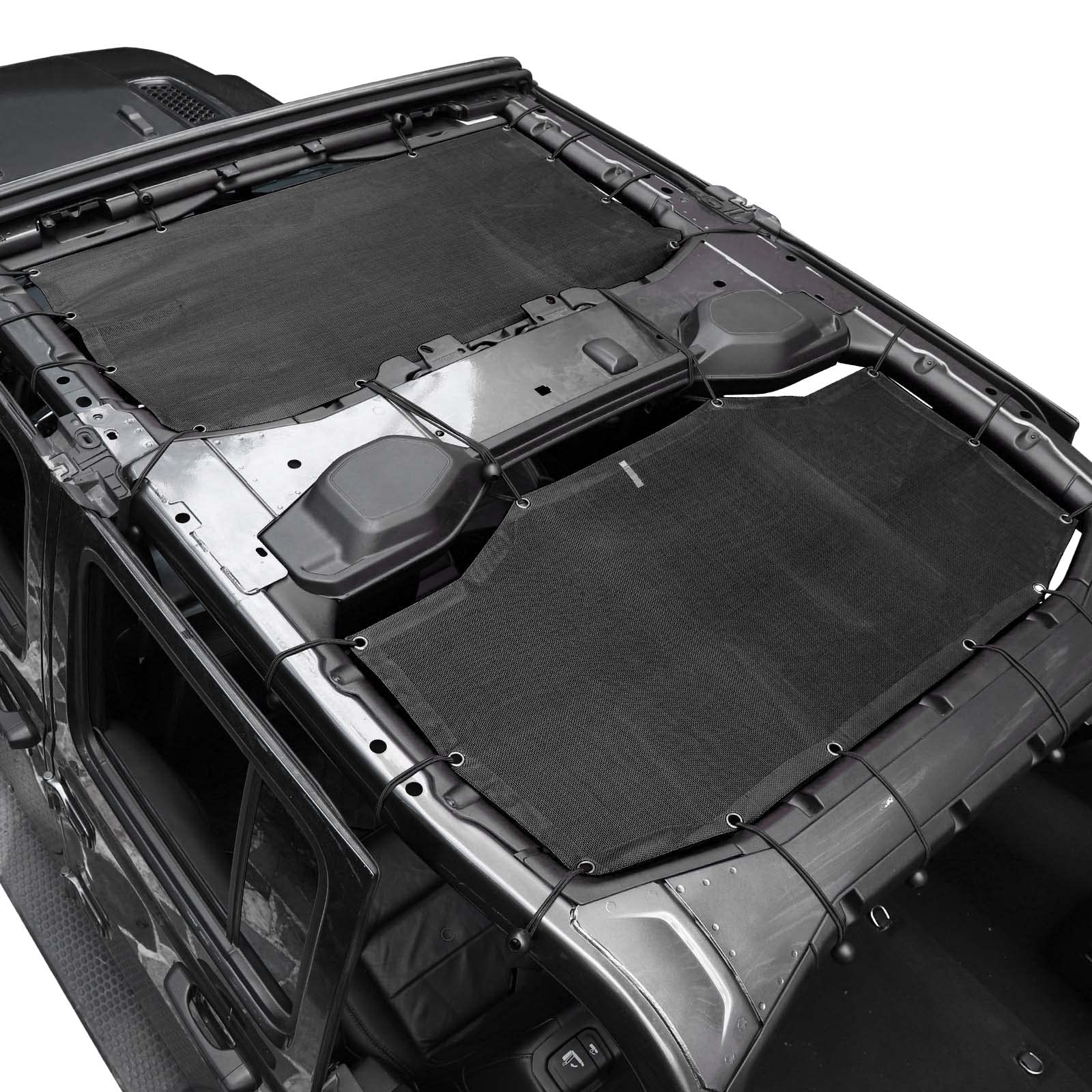 Photo 1 of JeCar JLU Sun Shade Mesh Sunshade Provides UV Sun Protection Compatible with Jeep Wrangler 2018-2024 JL Unlimited 4 Door Front & Rear, 2 Pieces