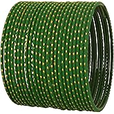 Touchstone Indian Bollywood Trending Fashion Handcrafted Beautifully Trimmed Edges Textured Golden Dots Designer Jewelry Bangle Bracelets. Set of 24 for Women.