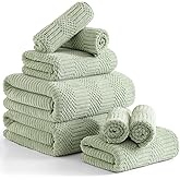 Ferdilan 8 Piece Extra Large Bath Towels Set,2 Oversized 35"x70" Bath Towel Sheets,2 Hand Towels and 4 Washcloths 600 GSM Highly Absorbent Quick Dry Towels Set for Bathroom Hotel Light Green