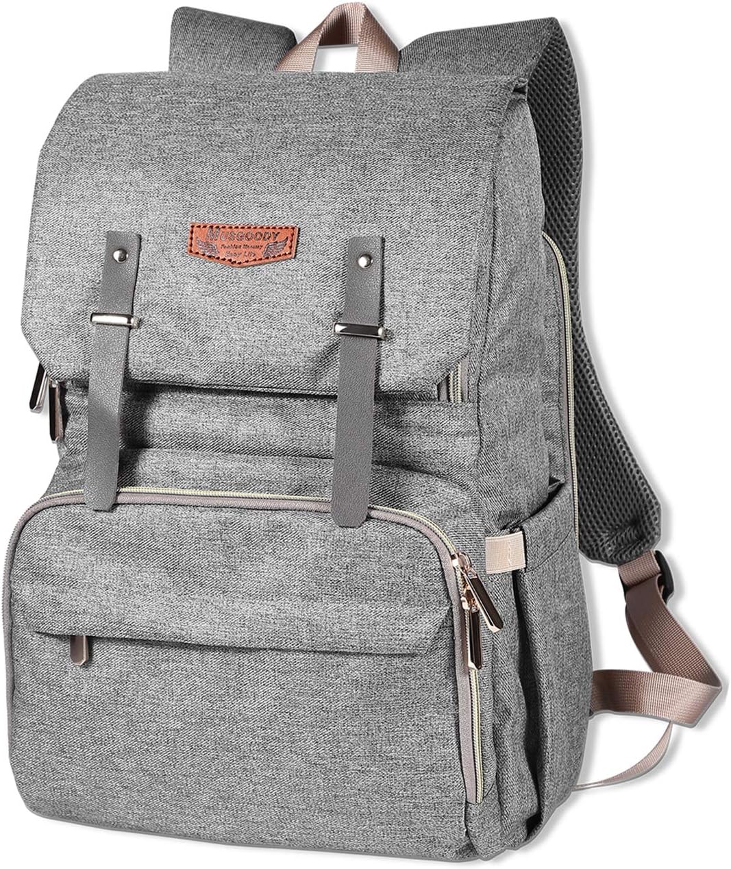 Diaper Bag Backpack, Baby Backpack Diaper Bags for Mom/Dad/Women Stylish Large Capacity Waterproof Multi-Function Nappy Bag for Girl/Boy Newborn Toddler with Stroller Straps &Changing Pad by MUSGOODY