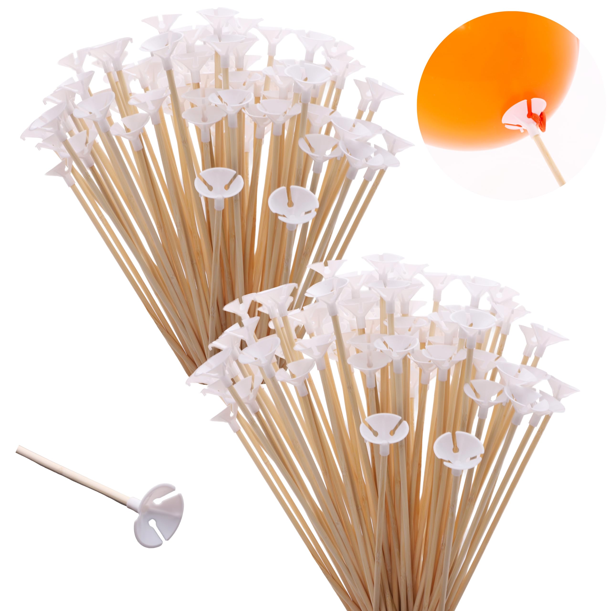 Toyland® Pack of 200-32cm (12.5") Bamboo Balloon Sticks & Cups - Eco-friendly, Reusable & Recyclable - Celebration & Party Decoration