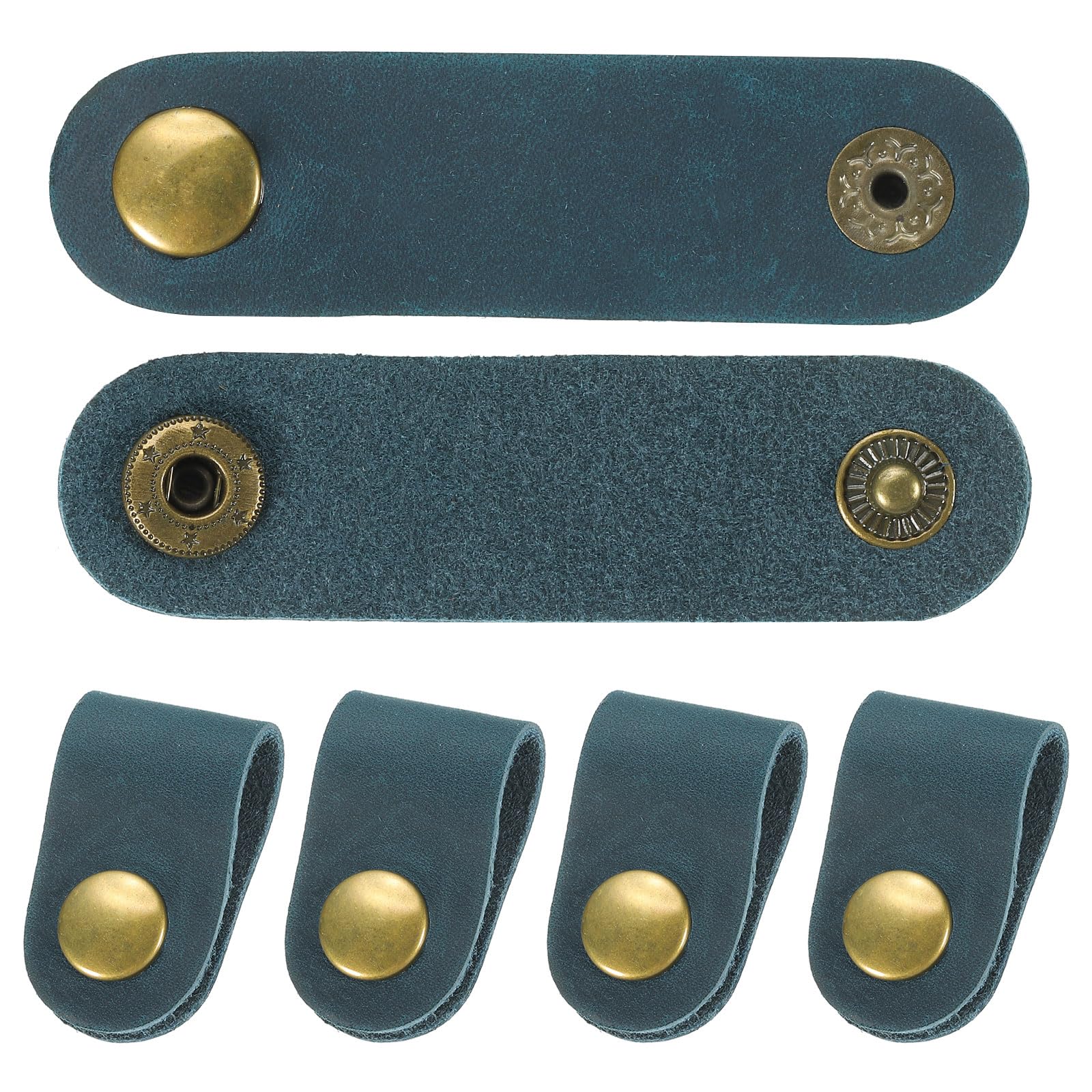 PATIKIL Leather Cord Organizer Cable Straps, 6Pcs 8x2cm Portable Cable Leather Clips USB Holder Earphone Cord Management for Cable, Wire, Blue