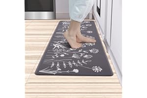 ASPMIZ Floral Kitchen Mat Cushioned Anti-Fatigue, Non Slip Kitchen Runner Rug Memory Foam Flowers, Farmhouse Heavy Duty Standing Mat Waterproof Kitchen Floor Comfort Mats for Home Office, 18 x 48 Inch