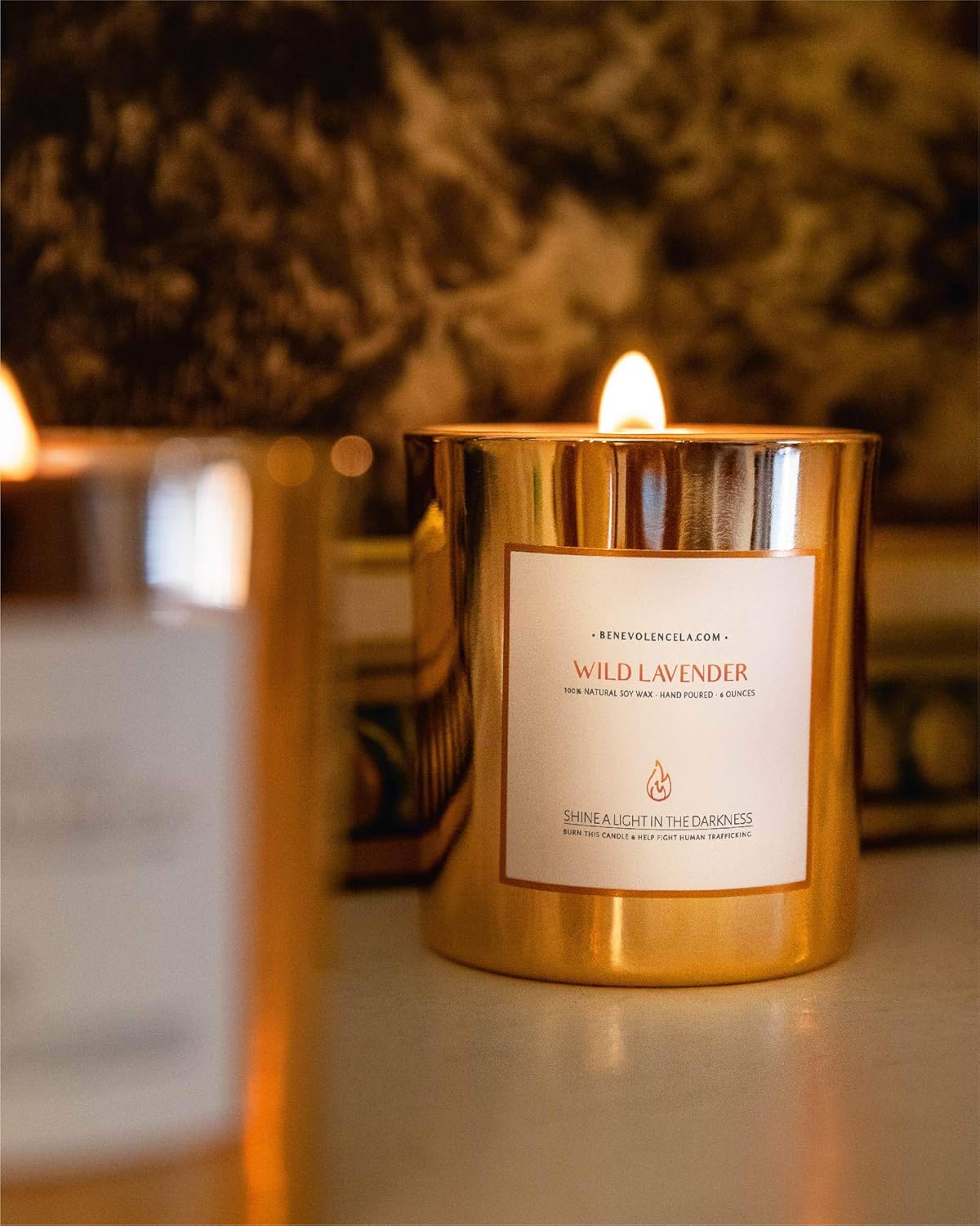 Wild Lavender Candles | Wood Wicked Candles | Highly Scented Candles for Home | 6 oz 35 Hour Burn, Spring Candles, Soy Candles, Lavender Candle Aromatherapy Candle Lavender in Rose Gold Glass Jar: Home & Kitchen