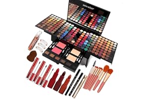 UNIFULL 190 Colors Makeup Pallet,Professional Makeup Kit for Women Full Kit,All in One Makeup Sets for Women&Beginner,include Eyeshadow,Lipstick,Compact Powder,Eyeliner,Concealer(004-Black)