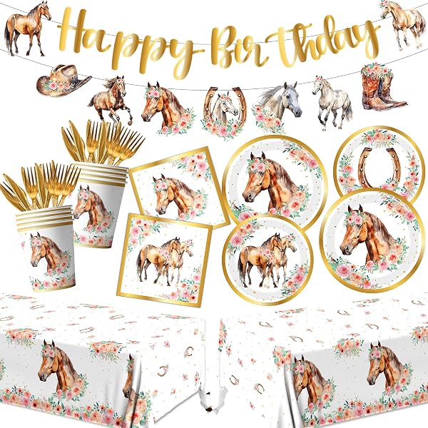 Horse Temporary Tattoos Set For Cowboy Cowgirl Birthday Party - 288 Pieces Farm Animal Spirit Stickers For Boys And Girls