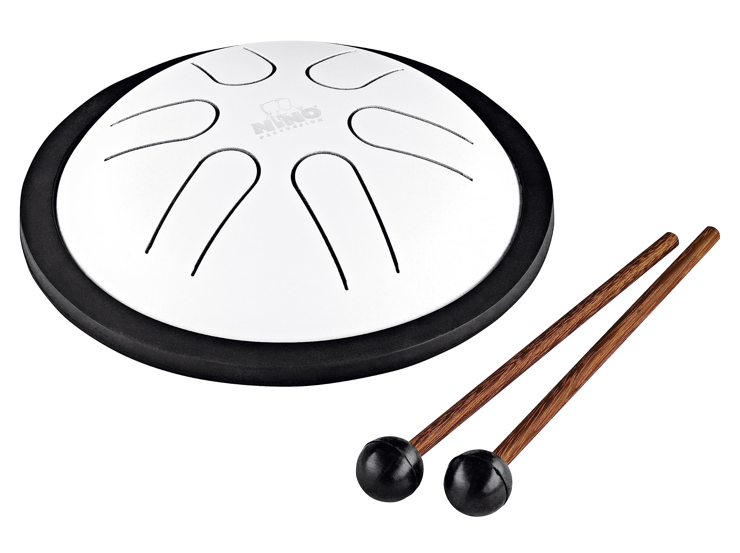 Nino Percussion Mini Melody Steel Tongue Drum with Mallets — for All Ages — Easily Create Songs, for Classroom Music, 2-YEAR WARRANTY (NINO980WH), White