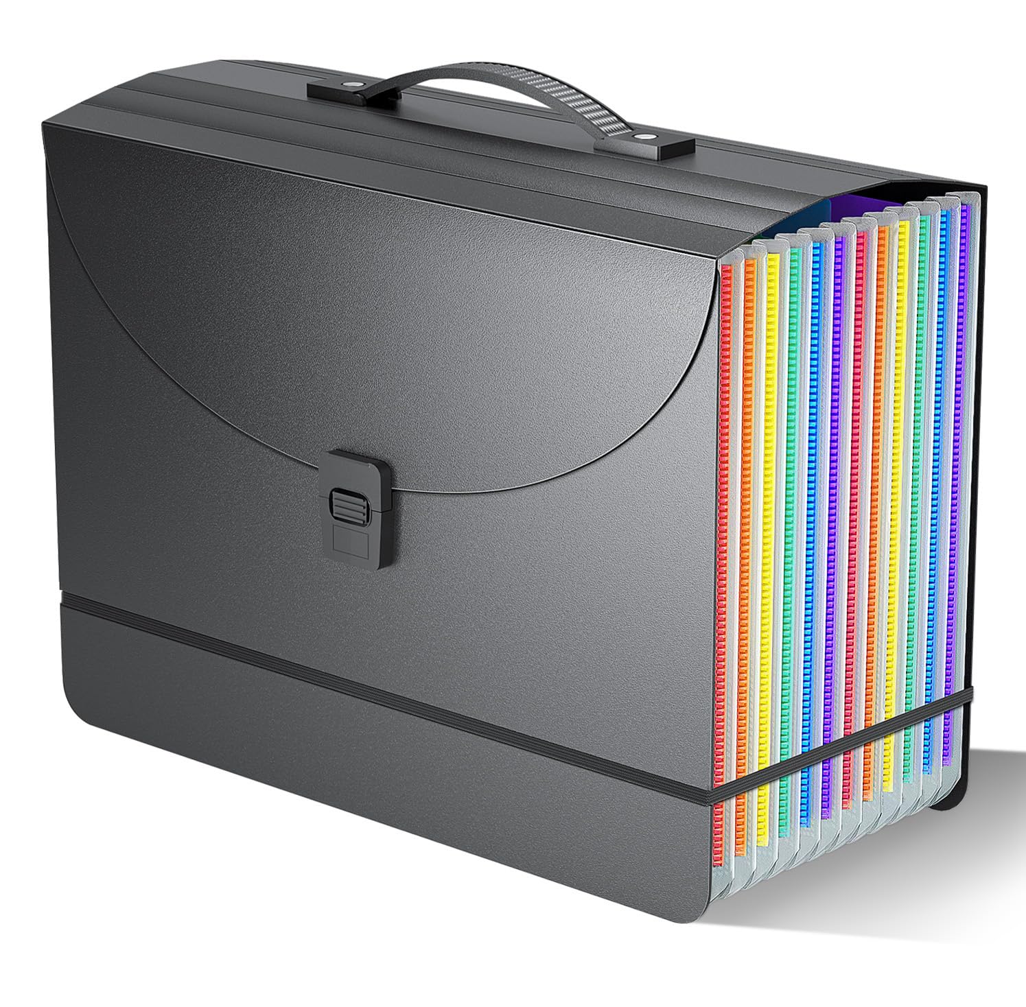 File Organiser Box Files Folder Document Organiser with Handle,13 Pockets Portable Document Folders for Paperwork A4,Concertina File Expanding Filing Box Paper Organiser for Office School Home,2x Tabs