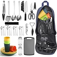 Berglander Camping Essentials, Camping Cooking Utensils Set, Camping Accessories Gear Must Haves, Come with Camping Silverwar