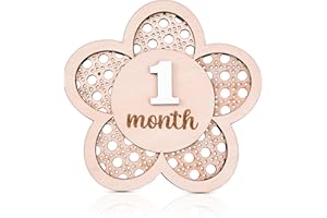 OENIZI Baby Monthly Milestone, Wooden Baby Milestone Signs, Monthly Milestone Wood Discs, Baby Milestone Discs, Baby Photo Props Cards Interchangeable Number Set of 12 for Baby Growth Recording (Lattice)