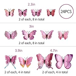 24PCS Butterfly Wall Decals Removable 3D