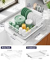 Kitsure Dish Drying Rack Stainless Steel Space-Saving Large White view 2