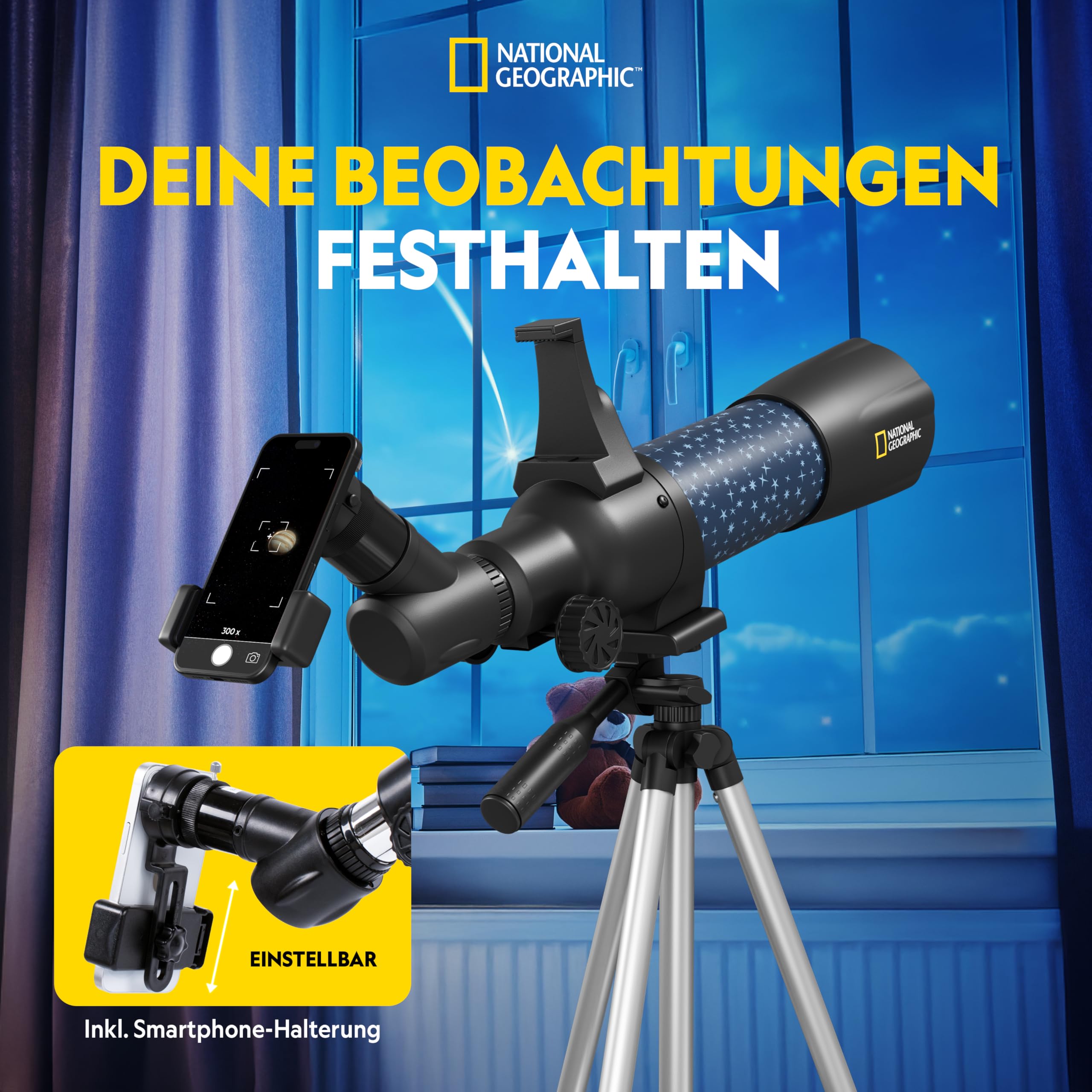 National Geographic smartes AR Kinderteleskop mit Stativ, Rucksack, Smartphonehalterung und Augmented-Reality-App 7
