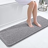 OLANLY Bathroom Rugs 47x17, Extra Soft Absorbent Chenille Bath Rugs, Rubber Backing Quick Dry, Machine Washable Bath Mats for Bathroom Floor, Tub and Shower, Home Decor Accessories, Grey