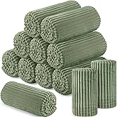 Buryeah 12 Pcs Flannel Throw Blanket Bulk 50 x 60 Inch Wedding Throw Blanket Soft Lightweight Winter Blankets with Striped Ribbed for Sofa Room Couch Donation Homeless Gifts (Sage Green)