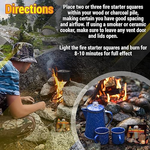 Outrav Fire Starter Cubes, 144ct Charcoal Firestarter Squares for